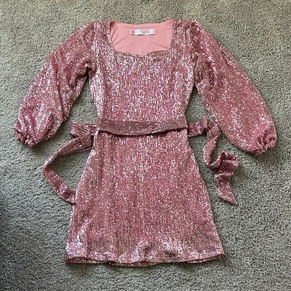 Pink Sequin Party Dress - Picture 2 of 10